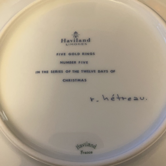 VINTAGE HAVILAND 12 Days Of Christmas Series Plate #5! 5 Gold Rings! 1974 - Picture 5 of 7